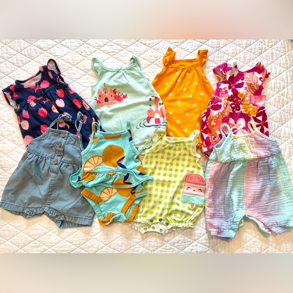 8 Pack BUNDLE - All Newborn Adorable Baby Summer Outfits